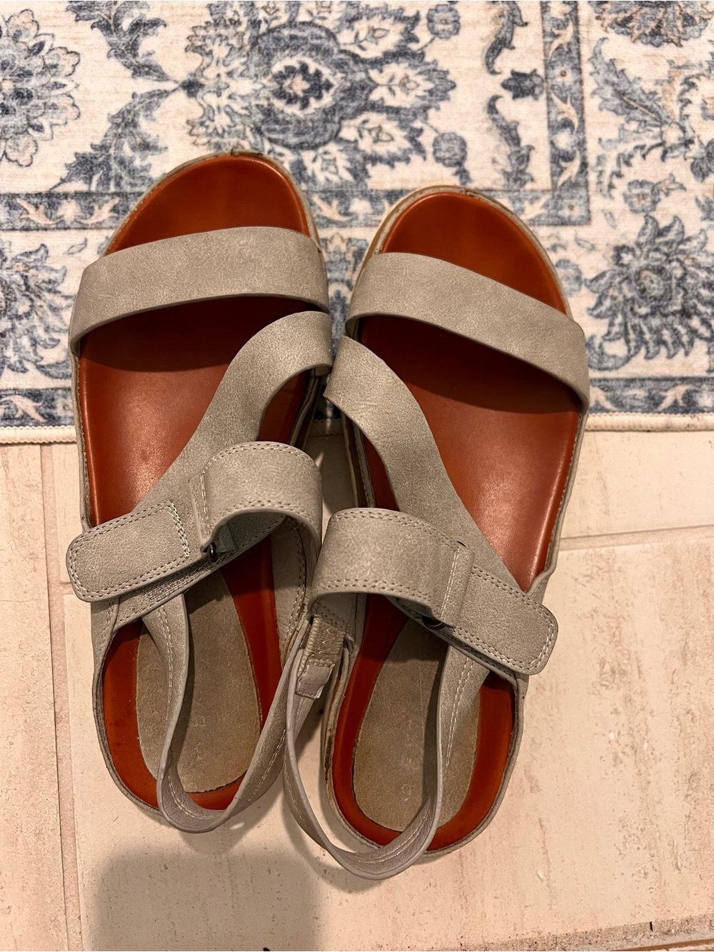 Women's Neutral Suede Strap Sandals with Cushioned Footbed